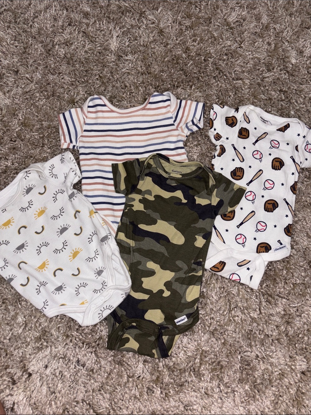 Onesie Bundle 0-3 Baby Boy Baseball Camo